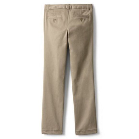 NWT LANDS' END JUNIOR GIRLS STRETCH CHINO PANTS KHAKI SIZE 1 - Picture 2 of 7